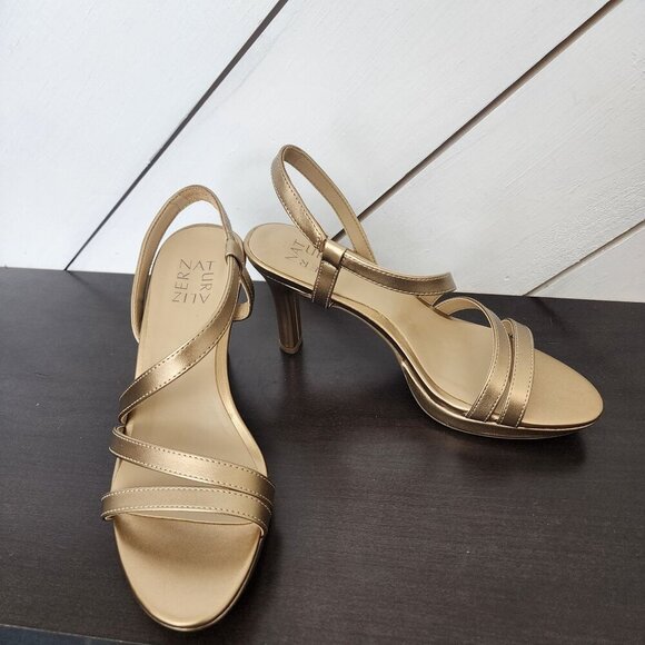 NEW Naturlizer Brenta Bronze Pearl Womens Size 8M Heeled Sandals 3CT